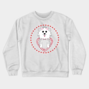 Dog with Red Paw Print Crewneck Sweatshirt